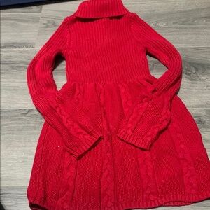 Red A-Line Turtleneck Sweater Dress*